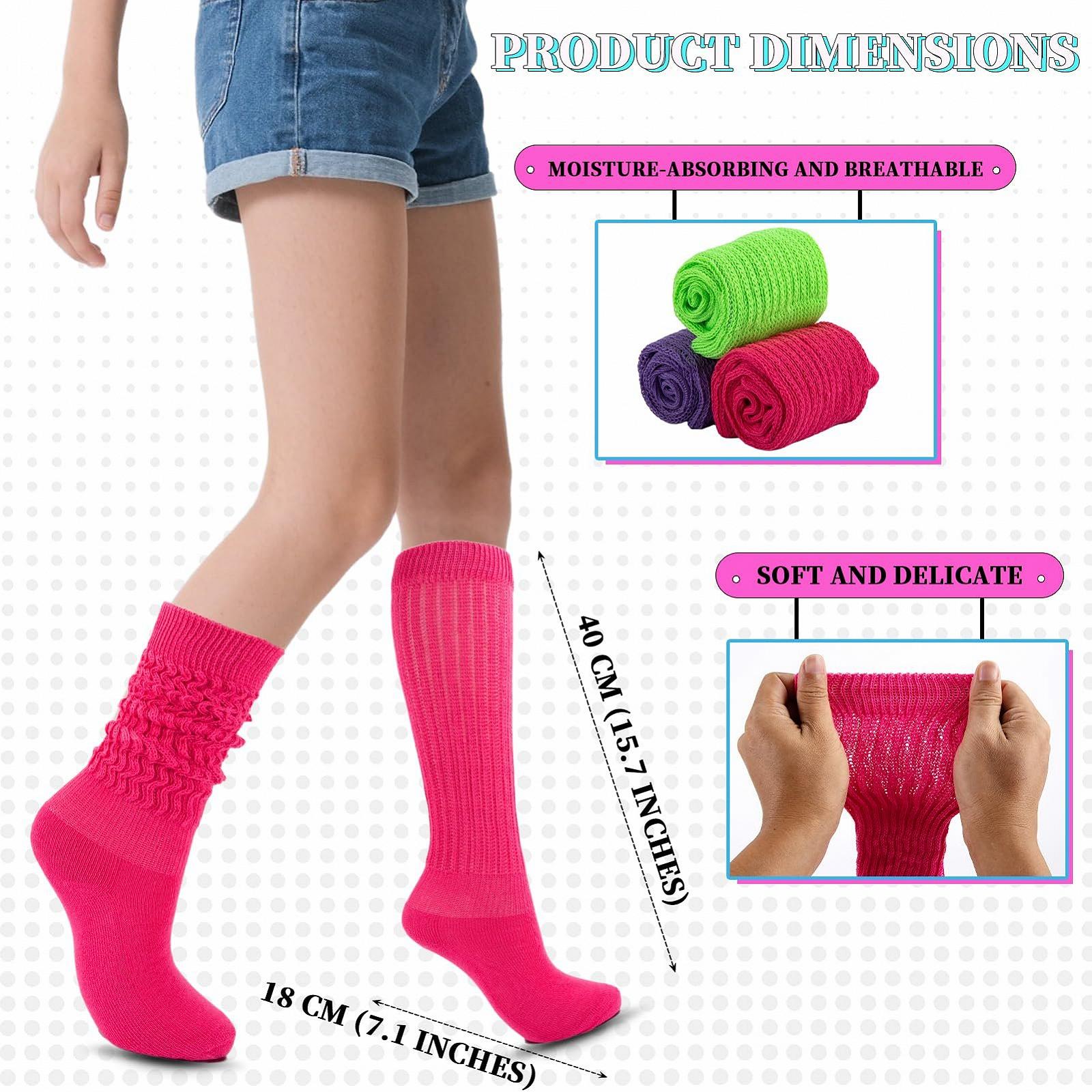 Женские носки Slouch, 3 пары неоновых носков, женские длинные термоноски, зеленые, фото №4