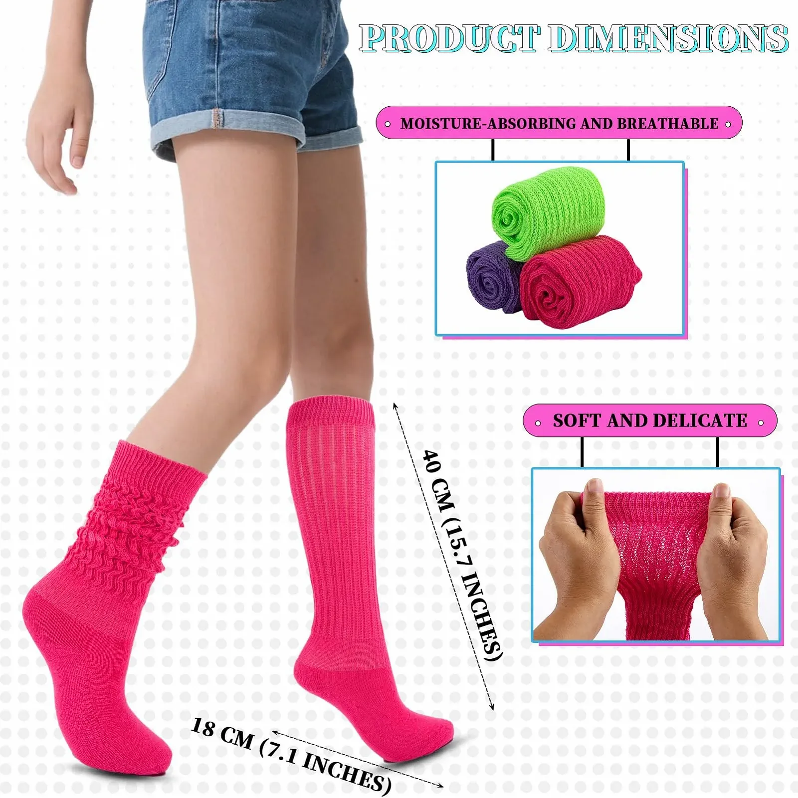 Жіночі шкарпетки Slouch, 3 пари неонових шкарпеток, фото №4 Жіночі шкарпетки Slouch, 3 пари неонових шкарпеток, фото №4