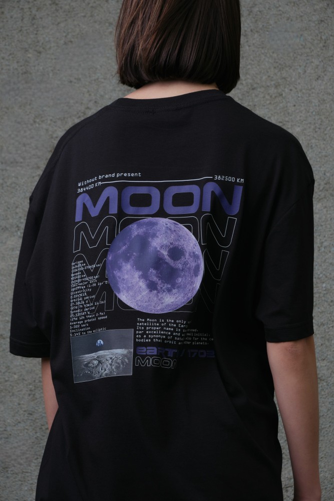 Оверсайз футболка з принтом Without moon black, фото №6