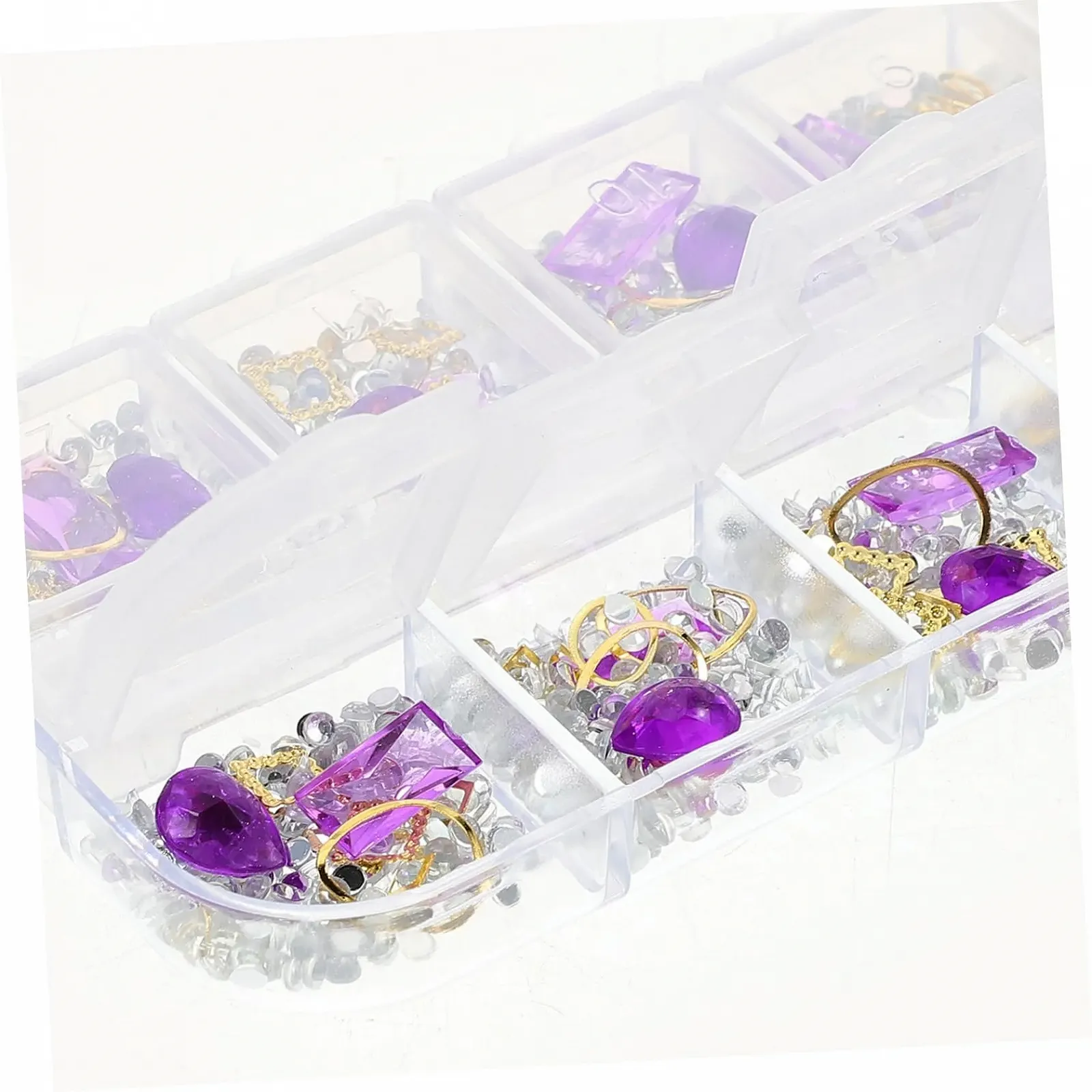 Стрази для манікюру в 6 коробках, 12 відділень, заклепки, скляні стрази для декорування нігтів, фото №7