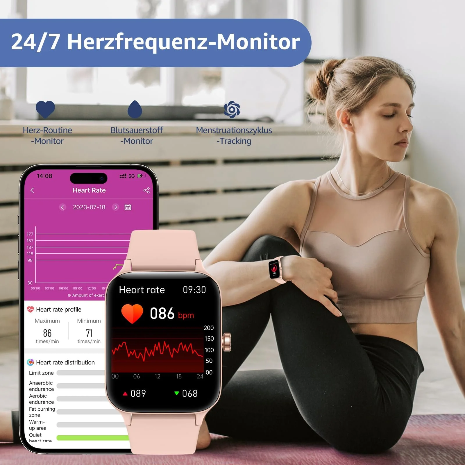 Смартчасы 1.95 Inch Touch Screen Спортивный Водонепроницаемый Монитор сердечного ритма, фото №4