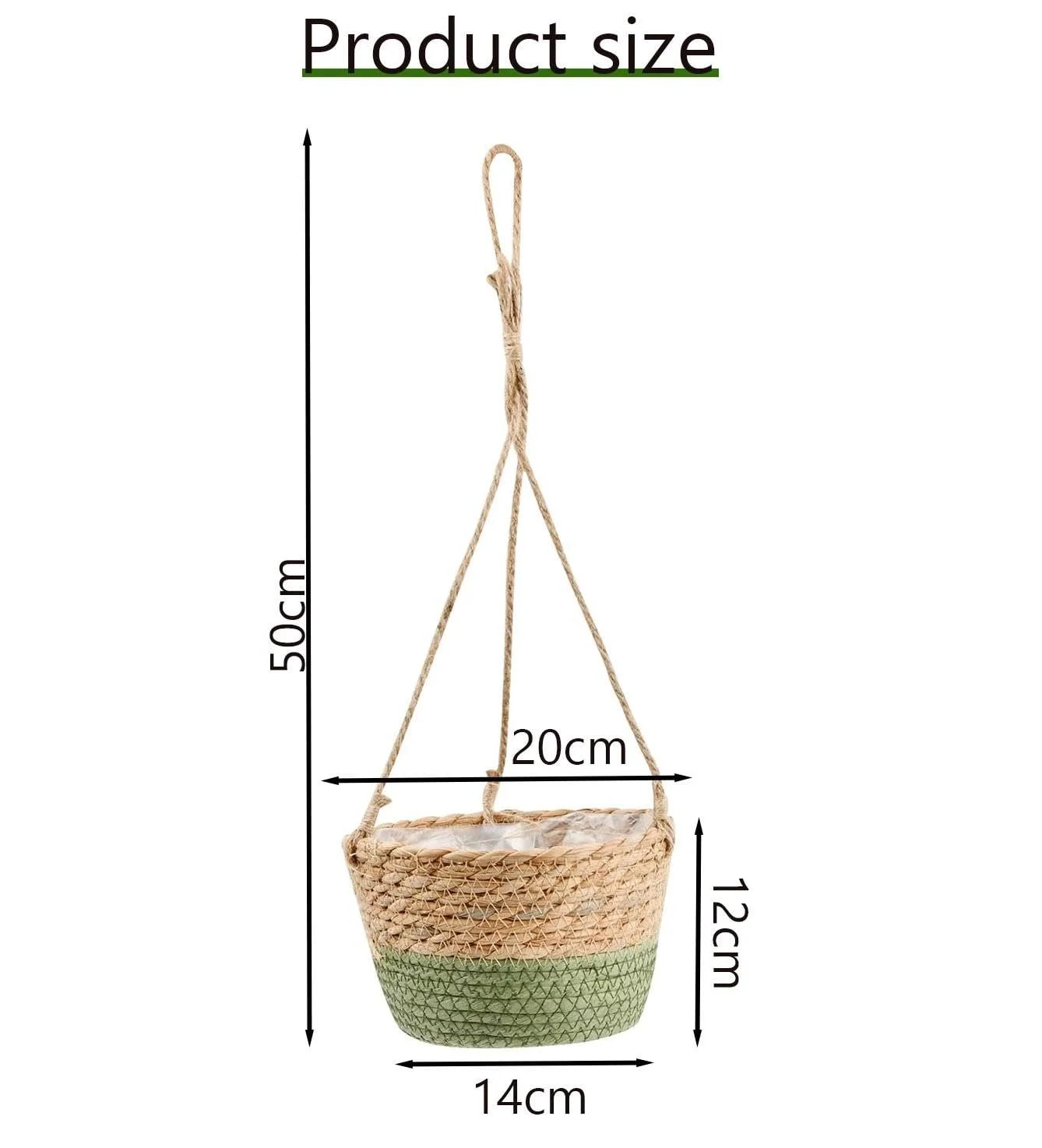 Подвесной цветочный горшок из морской травы набор из 2 штук, плетеный вручную с веревкой, 20 см, фото №2 Подвесной цветочный горшок из морской травы набор из 2 штук, плетеный вручную с веревкой, 20 см, фото №2
