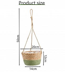 Підвісний квітковий горщик з морської трави набір з 2 штук, плетений вручну з мотузкою, 20 см synthetic.ua - Фото 1