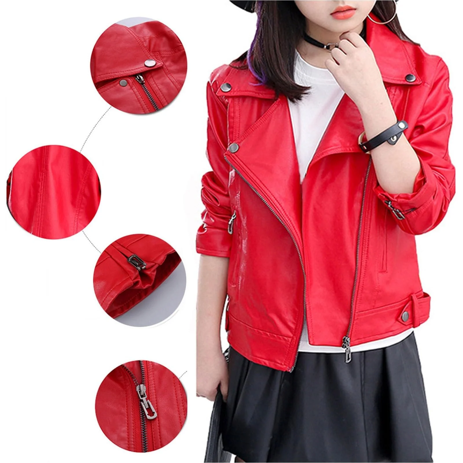 Шкіряна мотоциклетна куртка для дівчат Generisch, фото №2