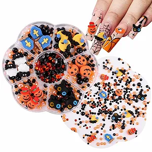 3D Хэллоуин украшения для ногтей (1 коробка) Ретро Скелет Рука/Тыква/Паутина Шармы для ногтей со стразами Хэллоуин DIY Материал Драгоценности для ногтей - Фото 1