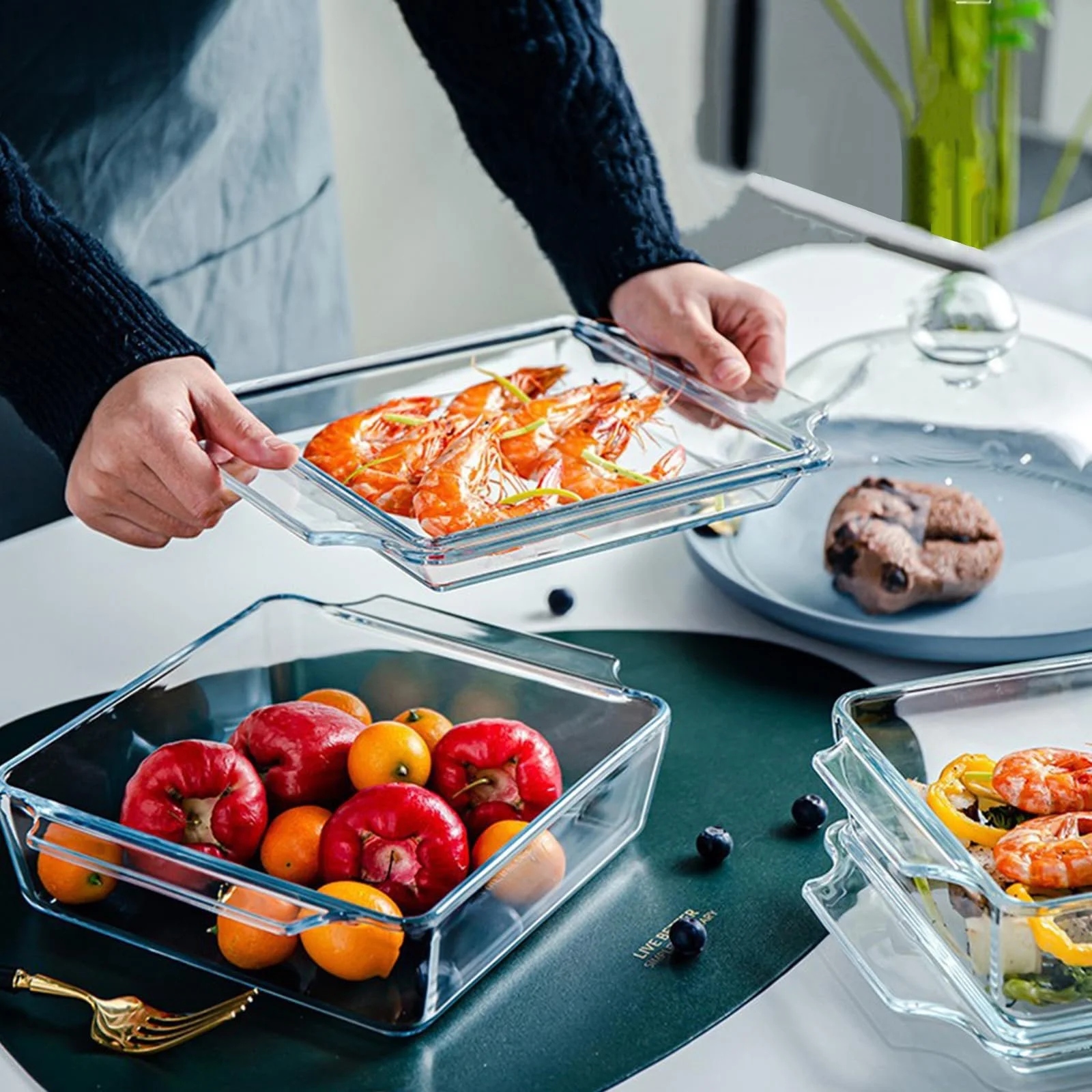 Набор форм для запекания WOPPLXY прямоугольные стеклянные с крышками 1 л и 1.5 л 2 шт прозрачные, фото №6 Набор форм для запекания WOPPLXY прямоугольные стеклянные с крышками 1 л и 1.5 л 2 шт прозрачные, фото №6