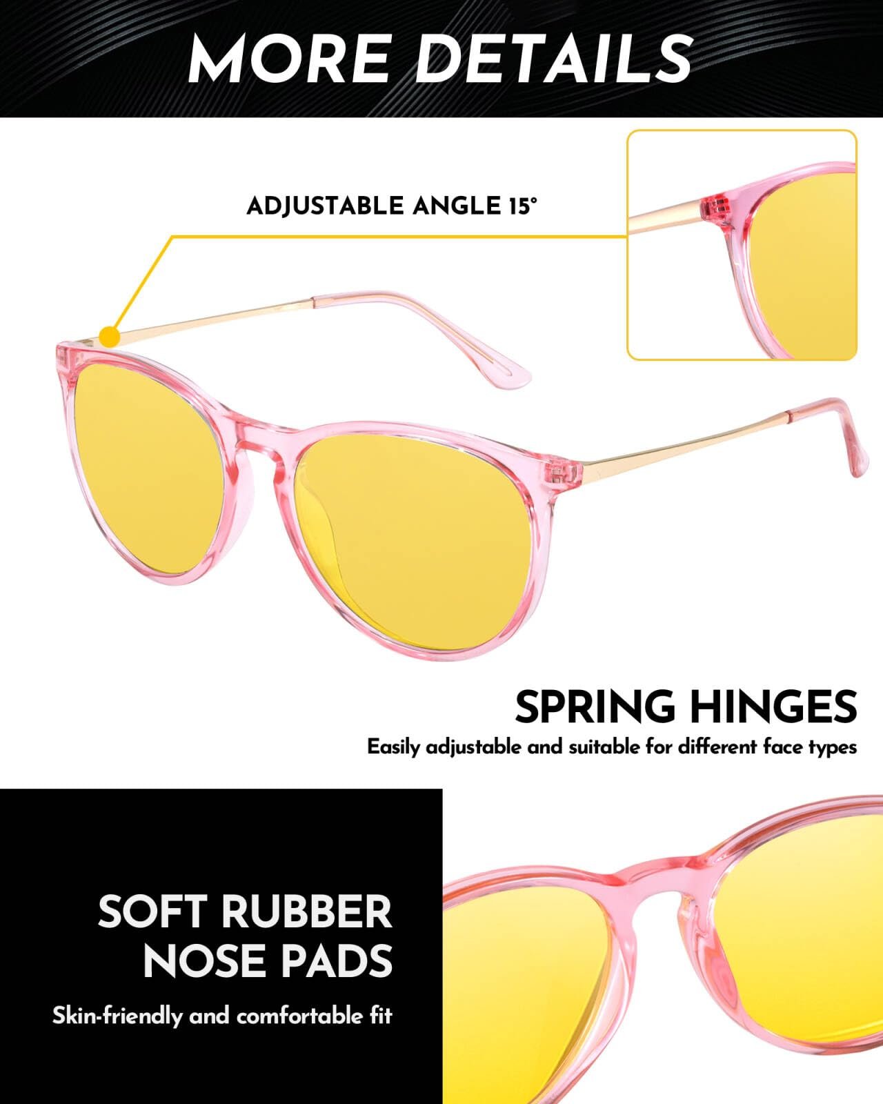 Окуляри Enafad для водіння вночі, круглі, в класичному стилі, поляризовані, антивідблискові, фото №6