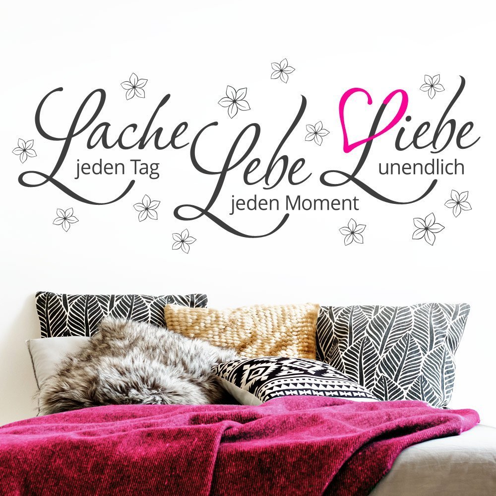 Наклейка для стін Grandora W5122 Live Laughter Love 110 x 46 см Рожевий Чорний, фото №1 Наклейка для стін Grandora W5122 Live Laughter Love 110 x 46 см Рожевий Чорний, фото №1
