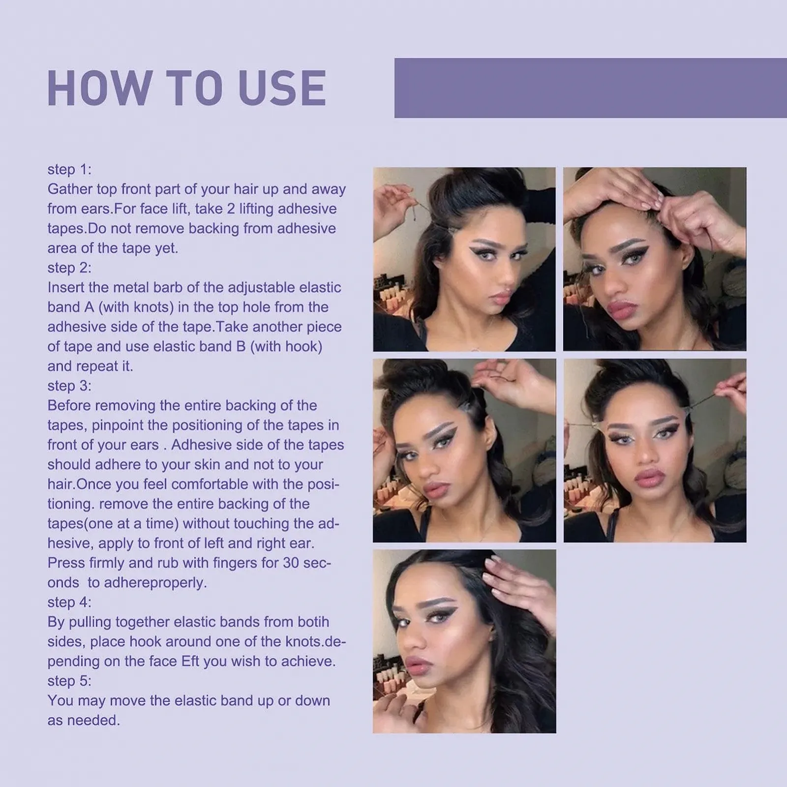 Пластир для підтяжки обличчя Teksome Невидимий дихаючий V-подібний, фото №5