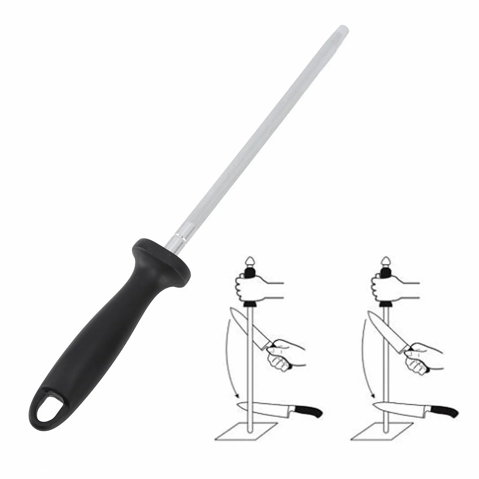 Мусат для ножей углеродистая сталь с пластиковой ручкой Black, фото №2