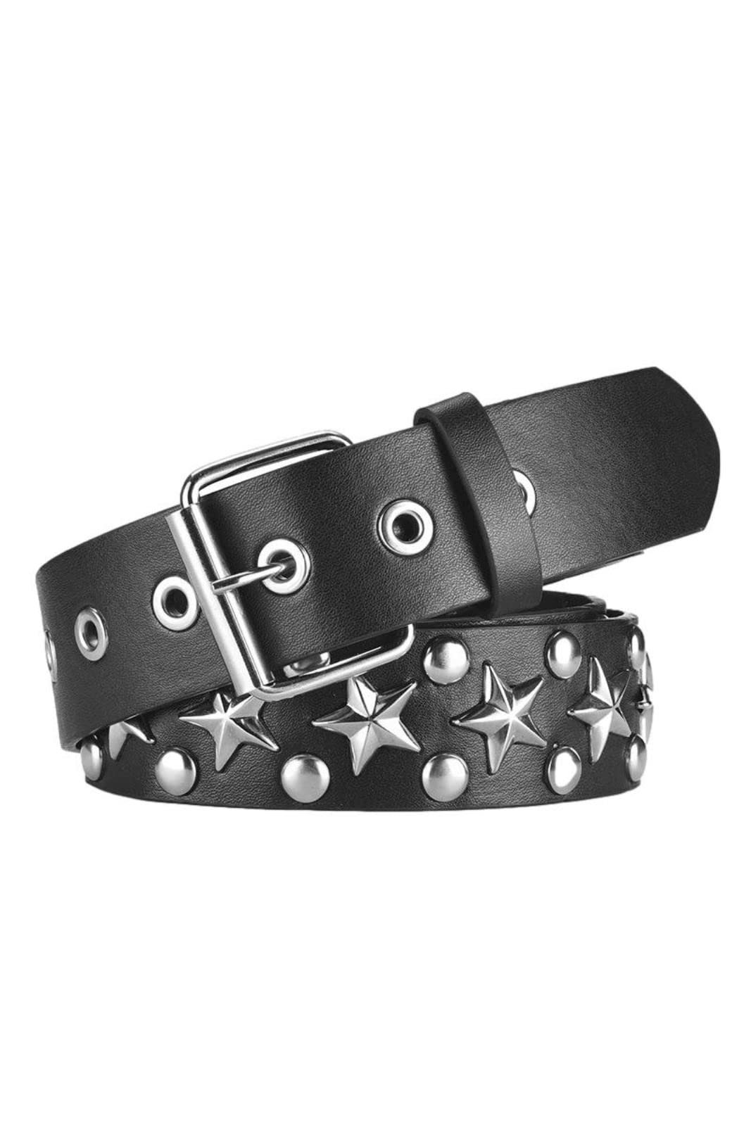 Ремень Ro Rox Acrux Пятиконечная Звезда Заклепки Wild Pin Пряжка Punk, черный, фото №1