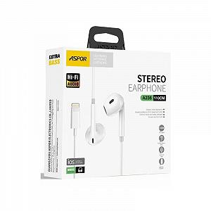 Наушники с микрофоном Aspor A236 EarPhone Lightning белый synthetic.ua - Фото 1