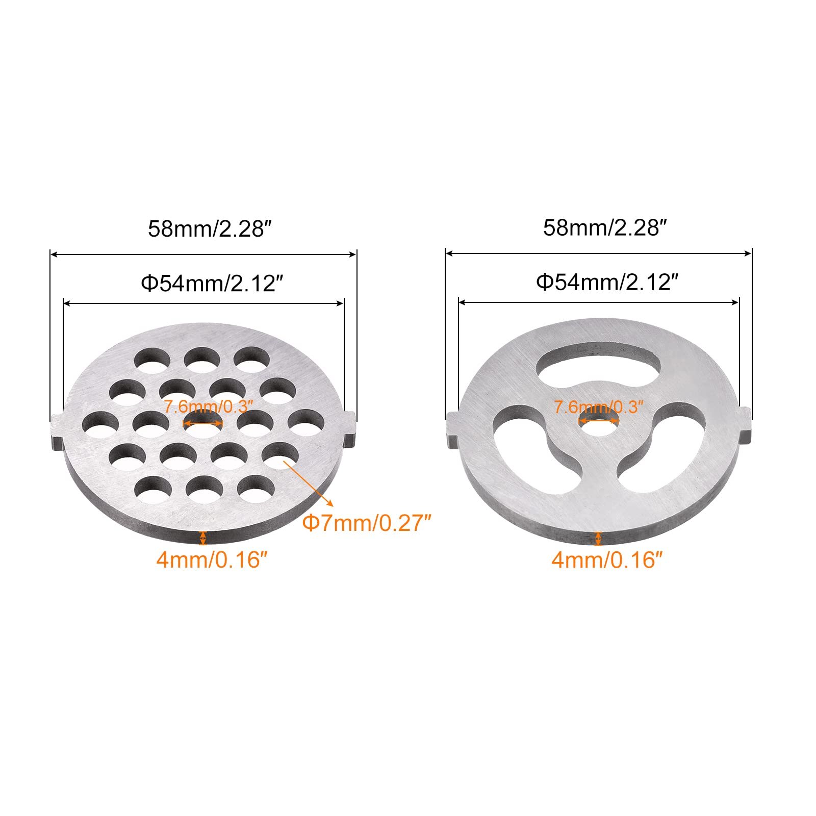 Набір дисків для м'ясорубки sourcing map Stainless Steel 3 мм 5 мм 7 мм (3 шт.), фото №3