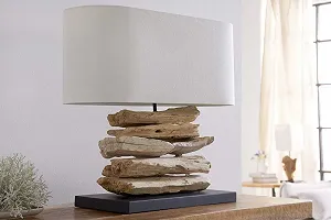 Настільна лампа invicta INTERIOR Riverine Design Handmade Driftwood Linen Shade synthetic.ua - Фото 1
