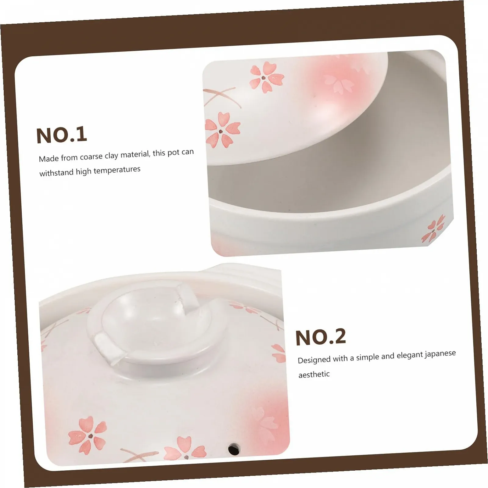 Горшок IMIKEYA японский глиняный с крышкой термостойкий для газовых плит Коричневый, фото №8