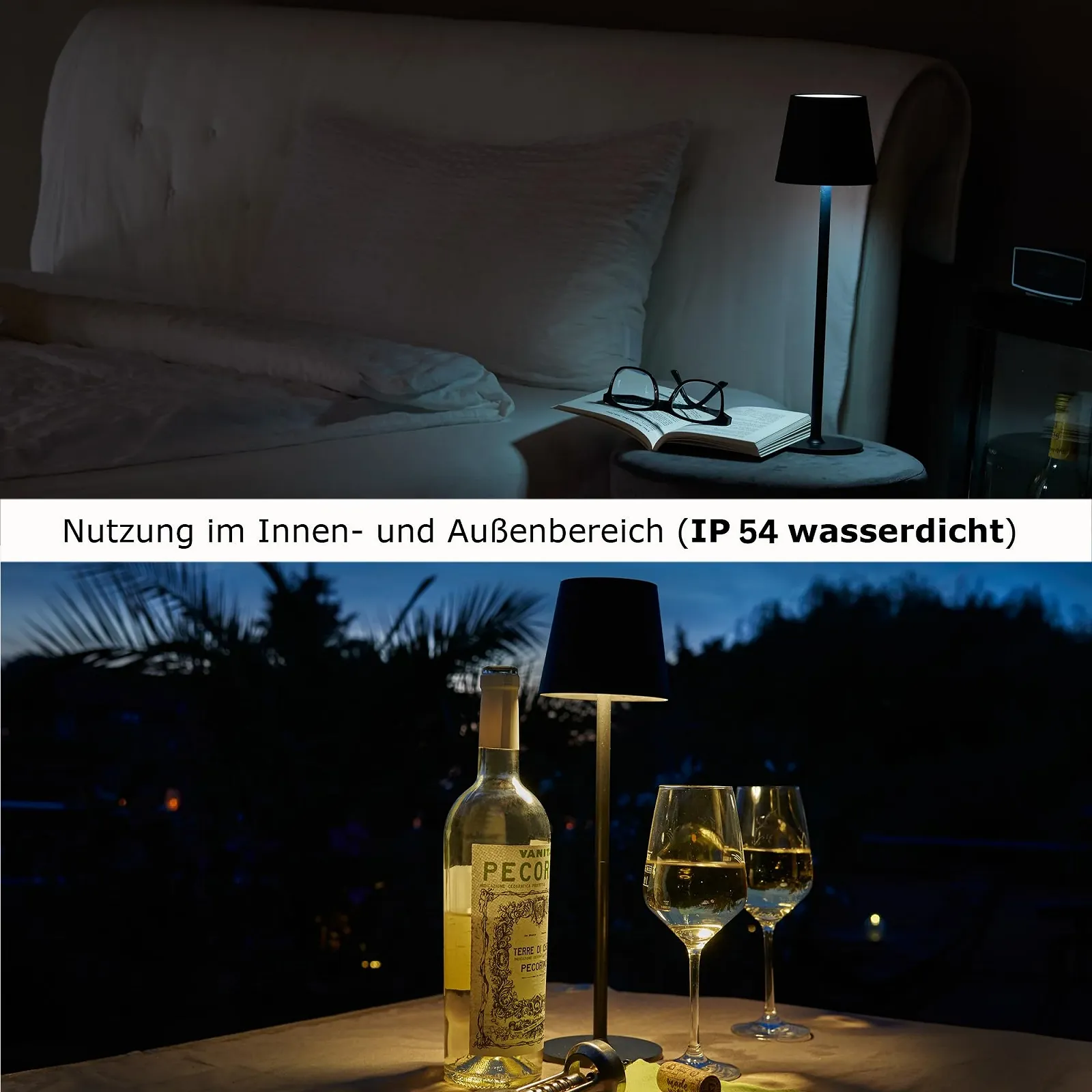 Настільна лампа Smart-Planet набір 2 шт. акумуляторна бездротова 5200 mAh IP54 регульована висота сенсорна димована USB-C, фото №3