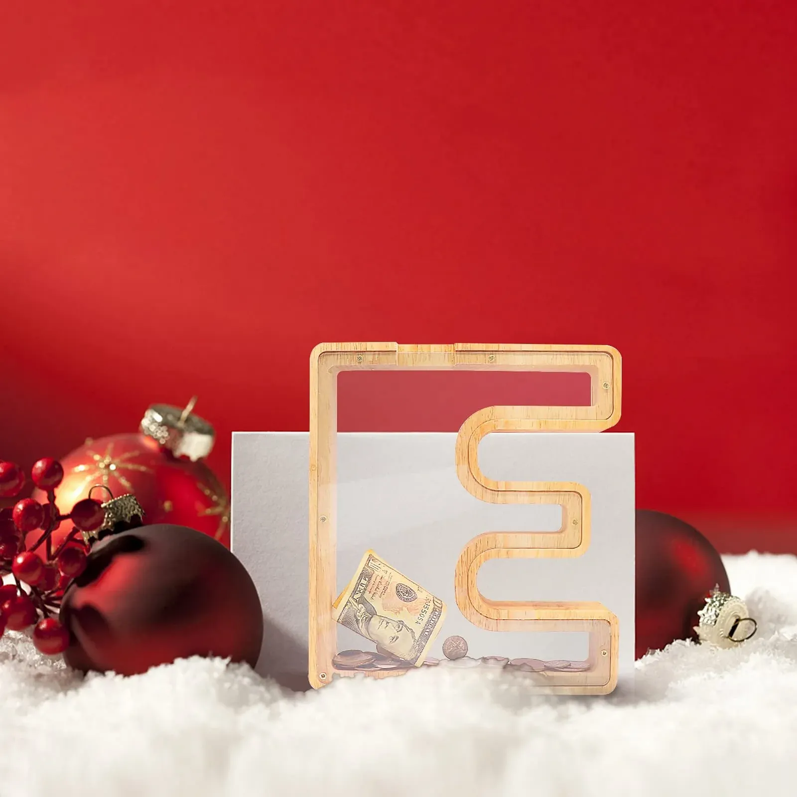 Скарбничка дерев'яна у формі літери J Прозора 23 x 4 x 23 см персоналізована, фото №7