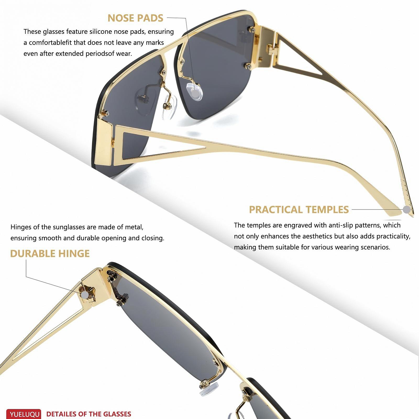Авіатори YUELUQU Ретро Окуляри Чоловічі Жіночі Металева Піврамка, фото №3