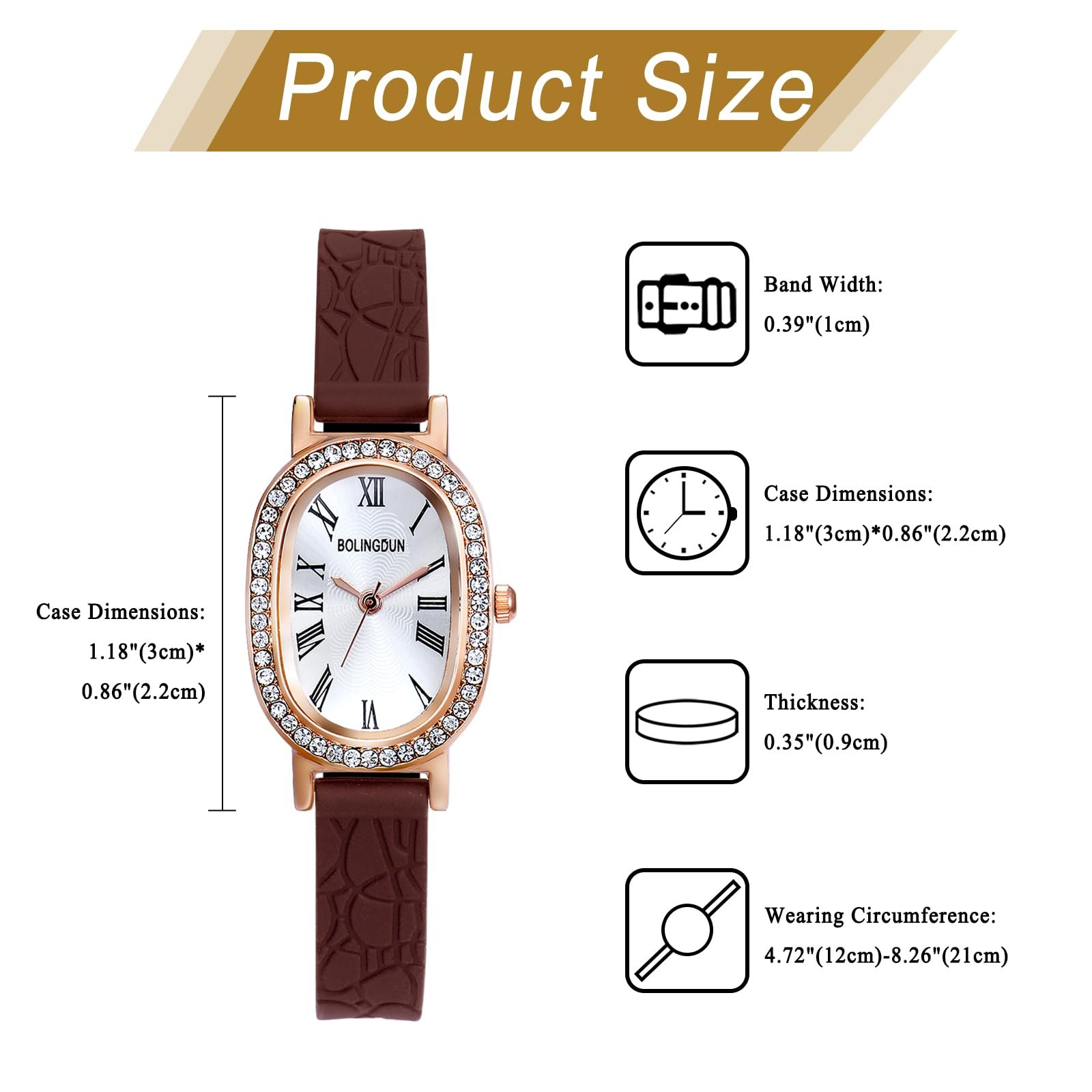 Женские наручные часы Силиконовые JewelryWe Кварцевые Аналоговые Классические Деловой Миниатюрные Овальные, с римскими цифрами и стразами, фото №4 Женские наручные часы Силиконовые JewelryWe Кварцевые Аналоговые Классические Деловой Миниатюрные Овальные, с римскими цифрами и стразами, фото №4