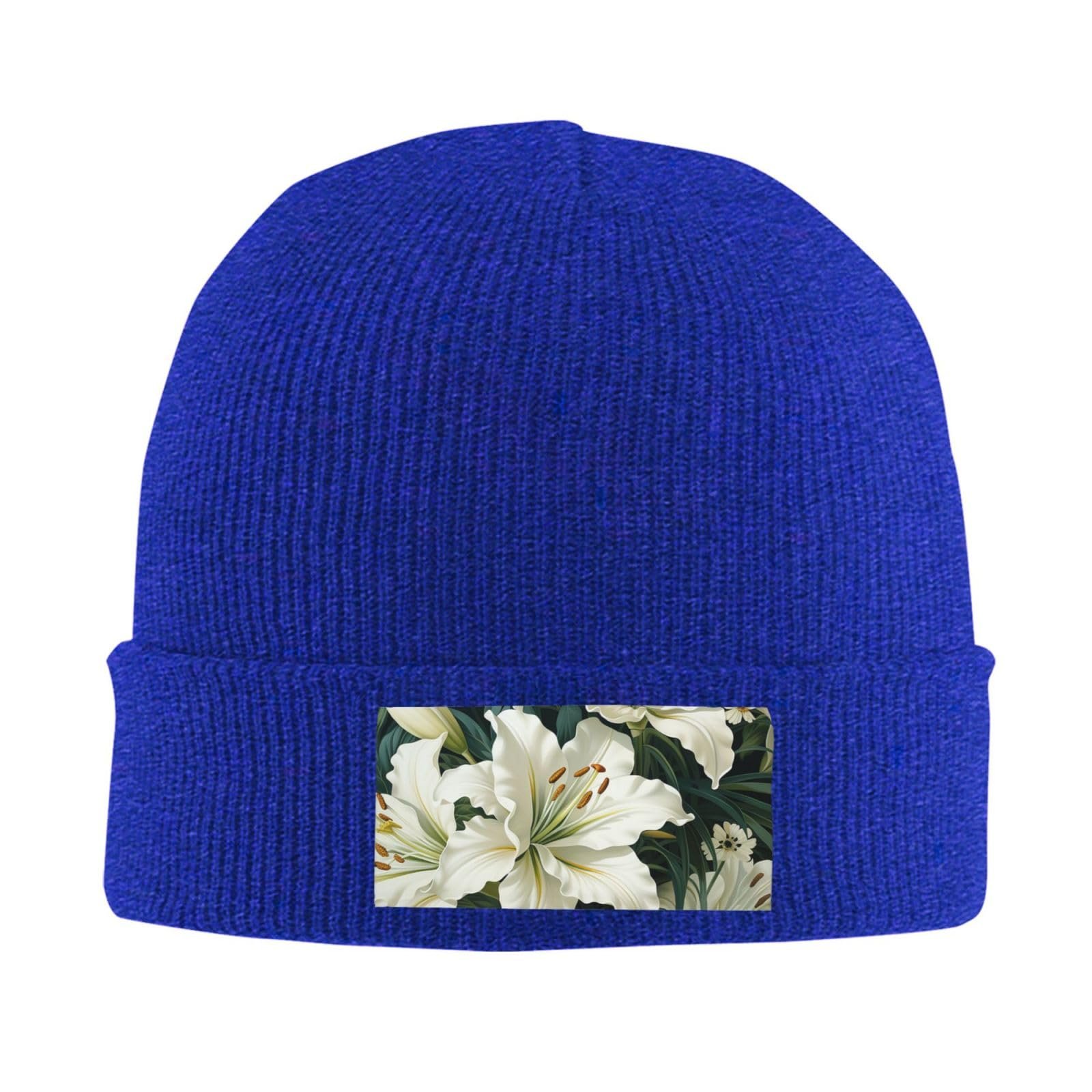 Шапка-біні з візерунком лілій для жінок, зимова тепла в'язана, фото №4