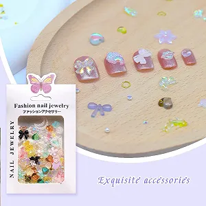 3D Украшения для ногтей Разные цвета Aurora Бабочка Стразы для ногтей Блеск и сияние synthetic.ua - Фото 1