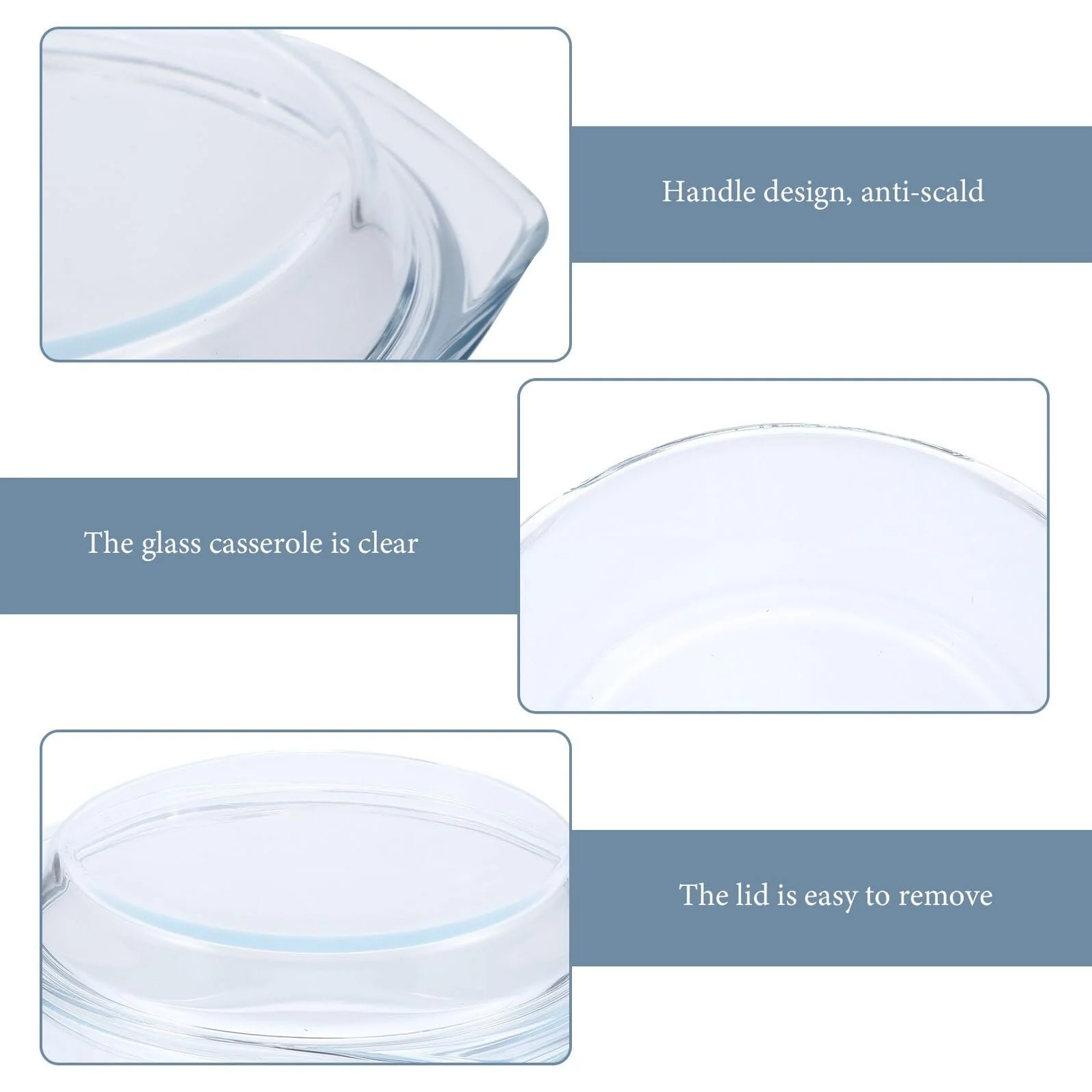 Кастрюля BESPORTBLE стеклянная круглая термостойкая с крышкой прозрачная, фото №3