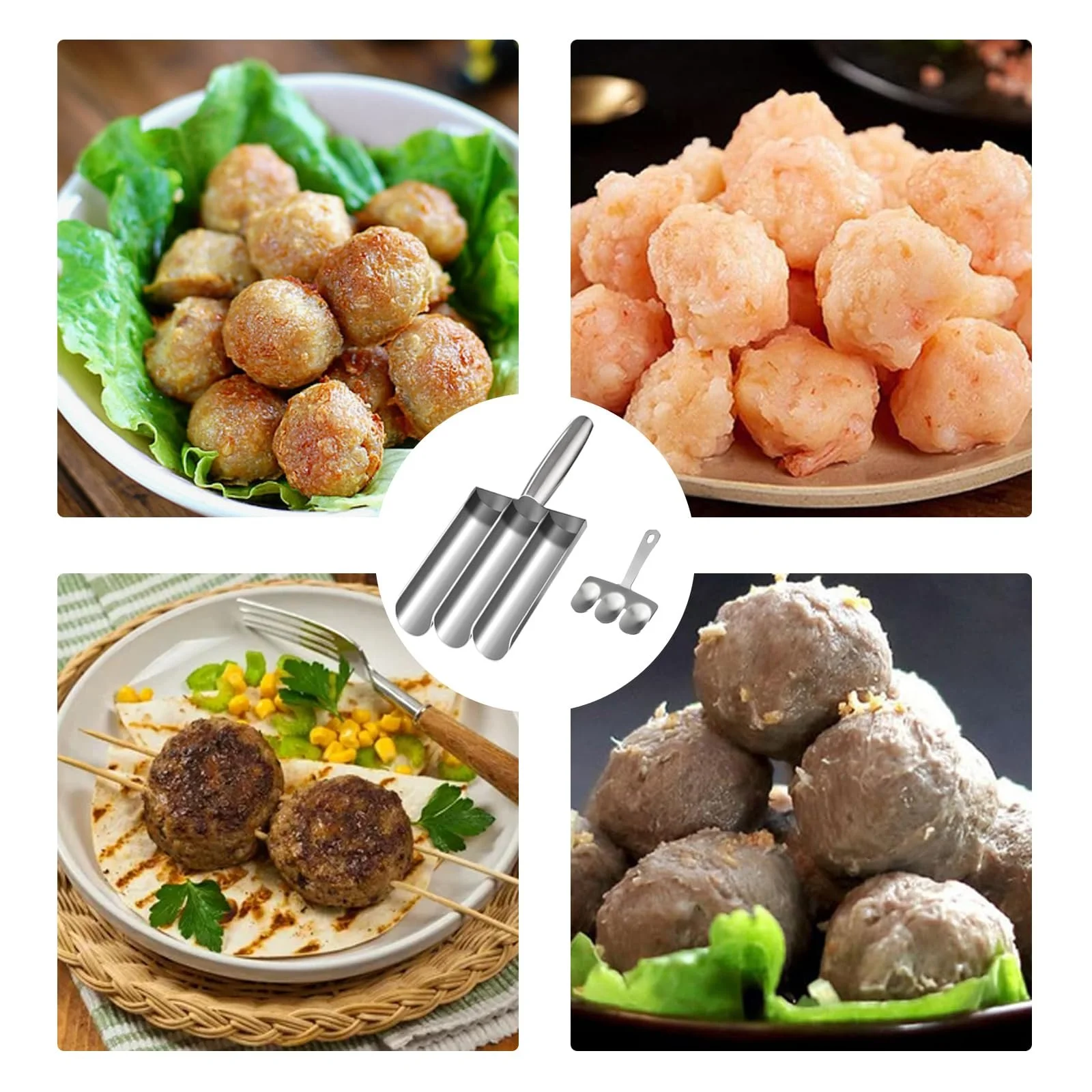 Форма для фрикаделек Meatball Maker с 3 трубками и лопаткой нержавеющая сталь 304, фото №5 Форма для фрикаделек Meatball Maker с 3 трубками и лопаткой нержавеющая сталь 304, фото №5