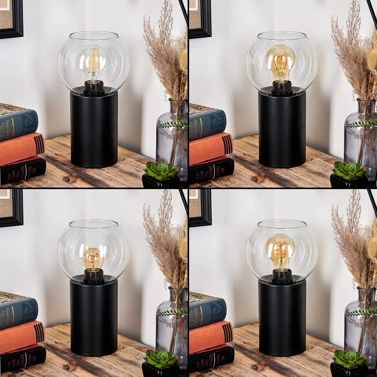 Настільна лампа HOFSTEIN Koyoto метал / скло Чорний/Прозорий, фото №2