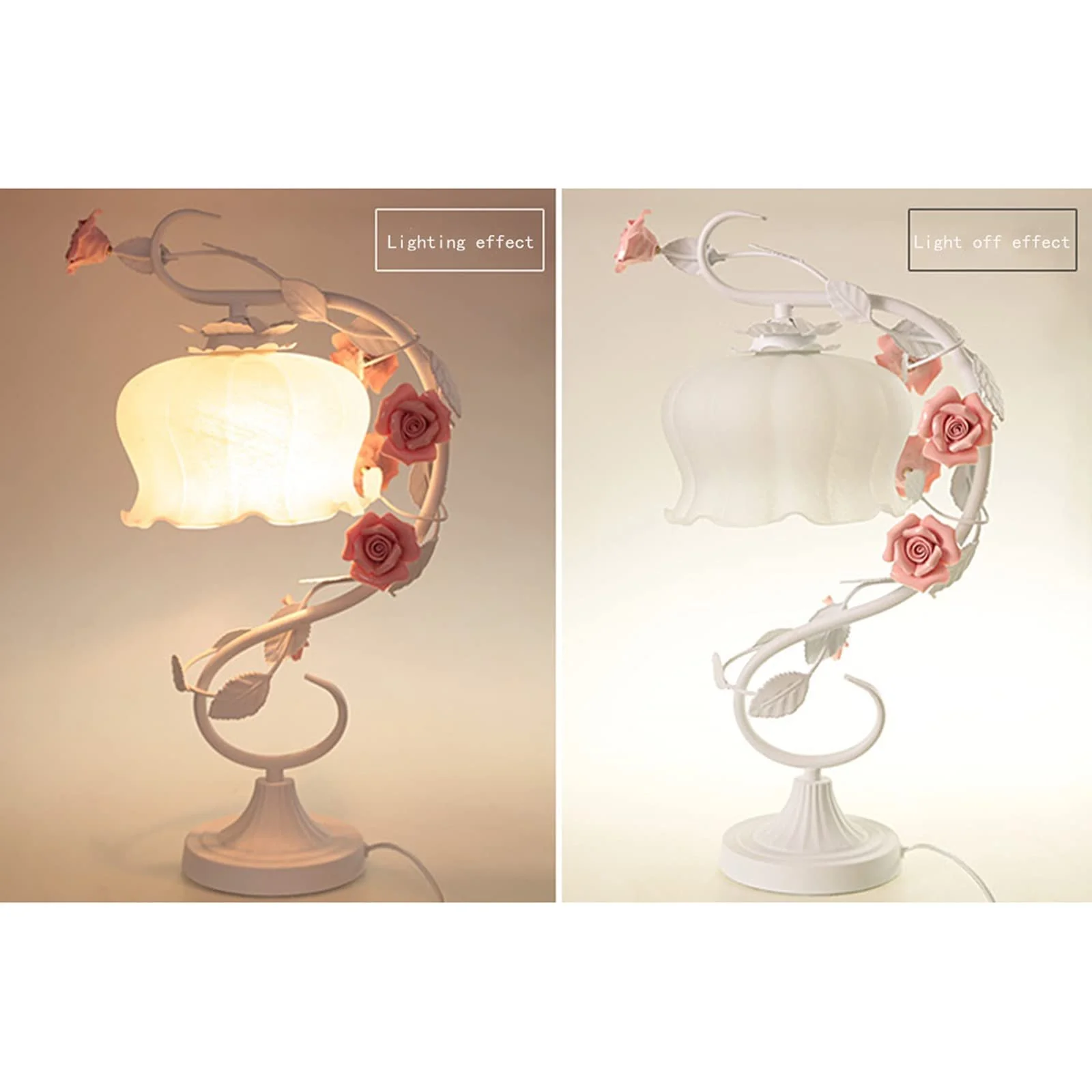 Настільна лампа Rose Glass Flowers Ceramic Flower Vintage Рожева, фото №7
