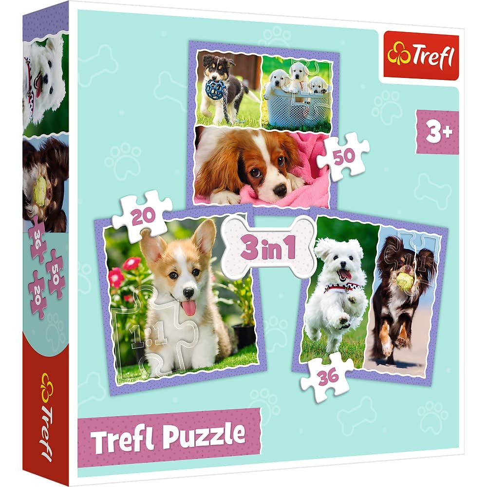Пазл Trefl Cute Dogs от 20 до 50 элементов 3 набора 3+, фото №1