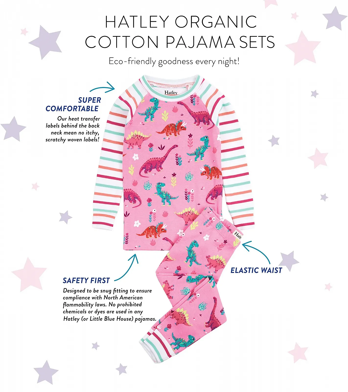 Комплект піжамний Hatley Organic Cotton з довгими рукавами для дівчаток, фото №3