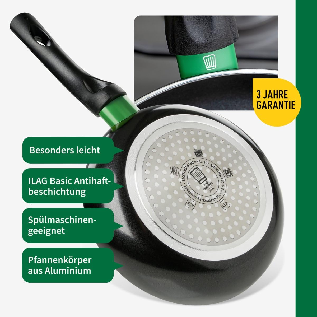 Сковорода FACKELMANN Chefkoch Bielefeld 28 см з антипригарним покриттям алюмінієва, фото №3 Сковорода FACKELMANN Chefkoch Bielefeld 28 см з антипригарним покриттям алюмінієва, фото №3