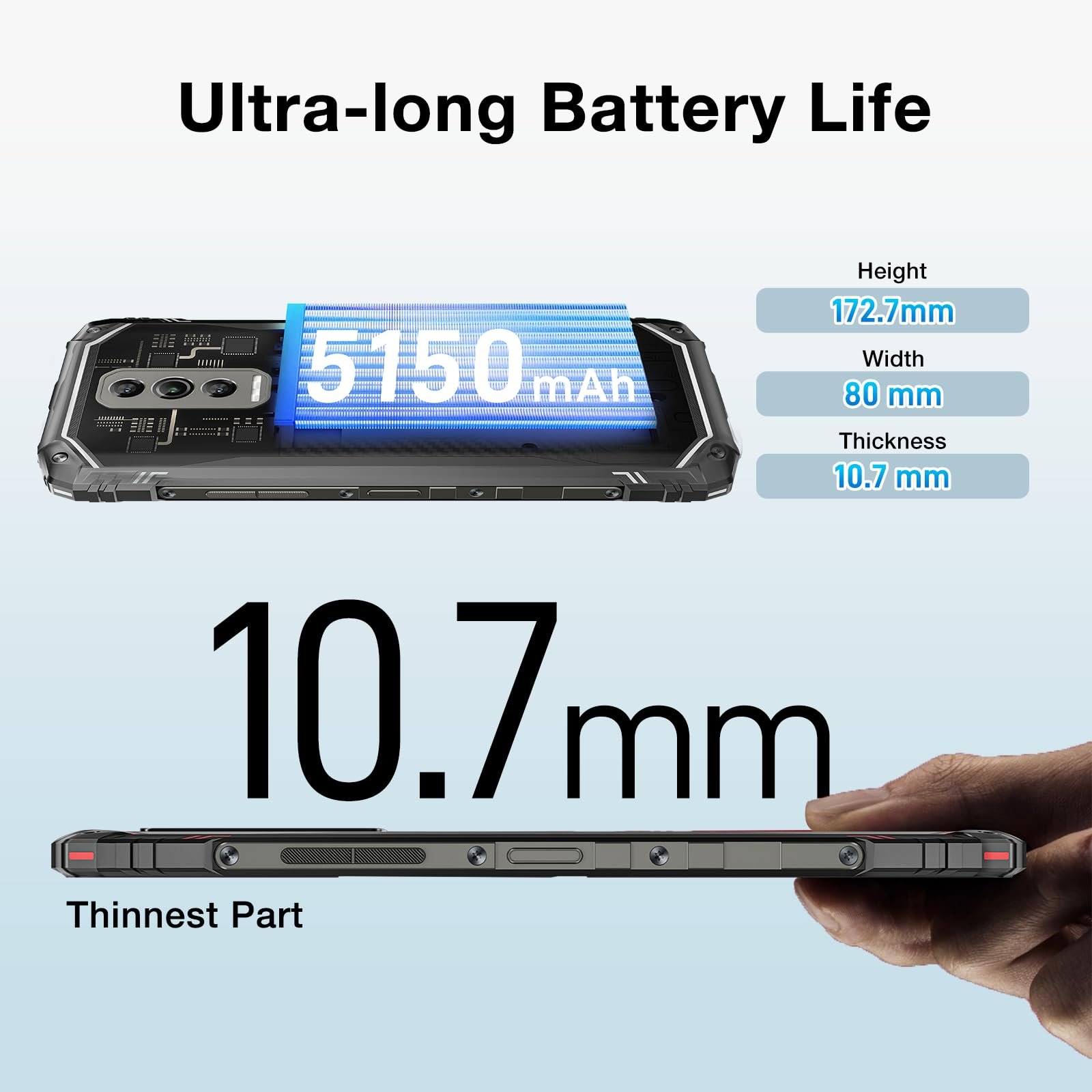 Смартфон DOOGEE Blade 10 Ultra Rugged 20GB 256GB 50MP 6.5" 90Hz 5150 мАг Android 14 NFC OTG GPS, фото №6