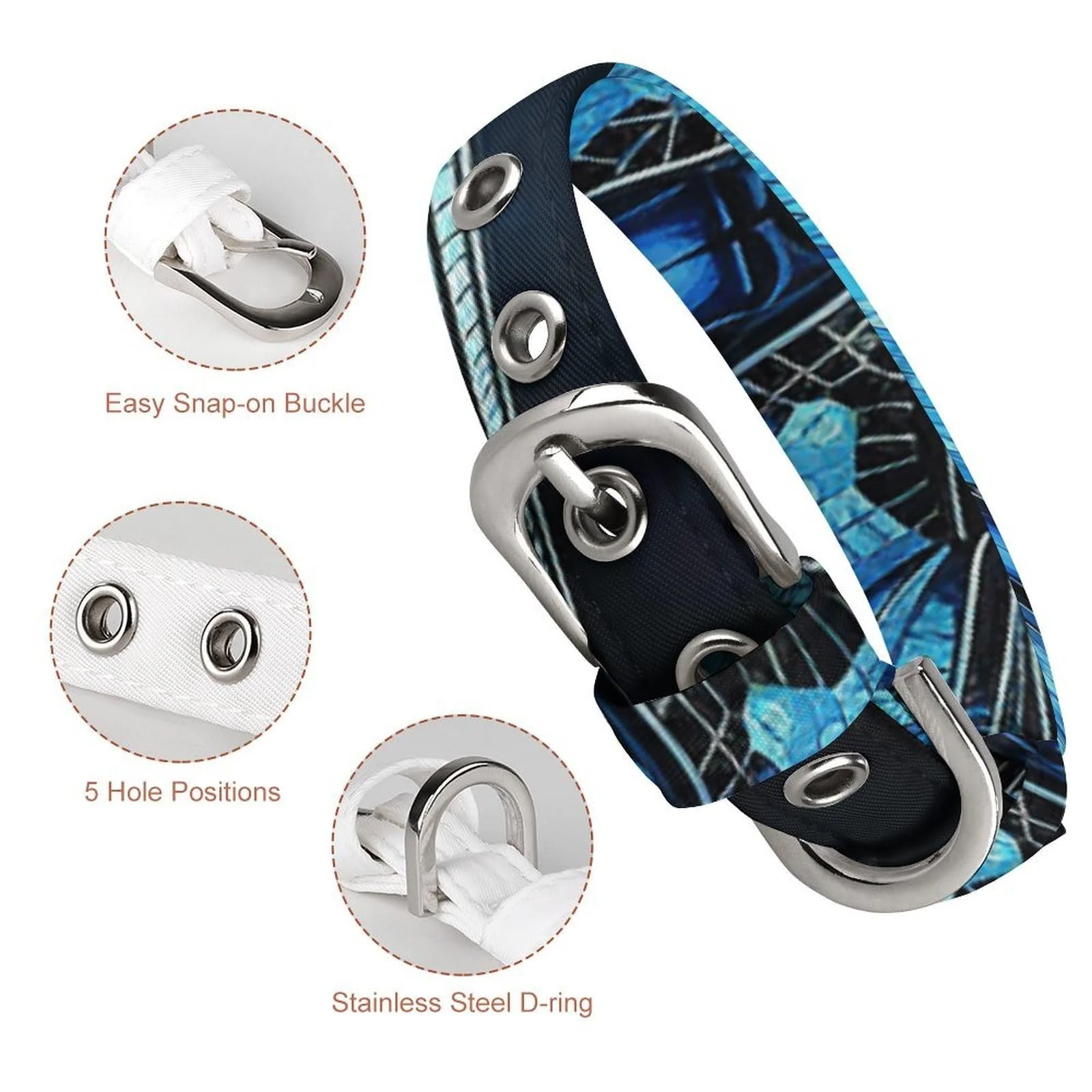 Ошейник Pet Collar Dragonfly Print Регулируемый Легкий Голубой, фото №3
