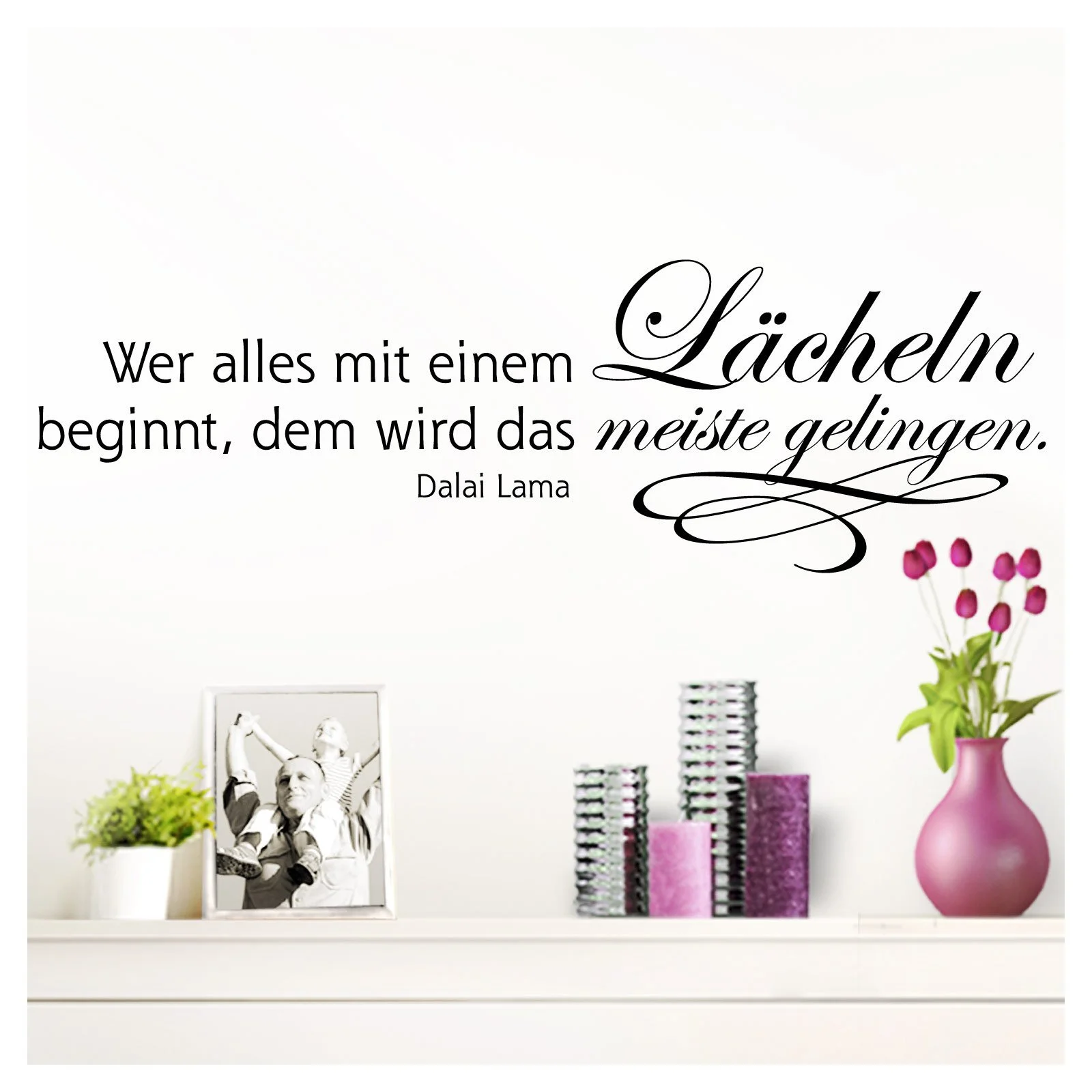 Наклейка на стіну W3310 "Who Begins Everything with a Smile" 80 x 25 см Black, фото №1 Наклейка на стіну W3310 "Who Begins Everything with a Smile" 80 x 25 см Black, фото №1