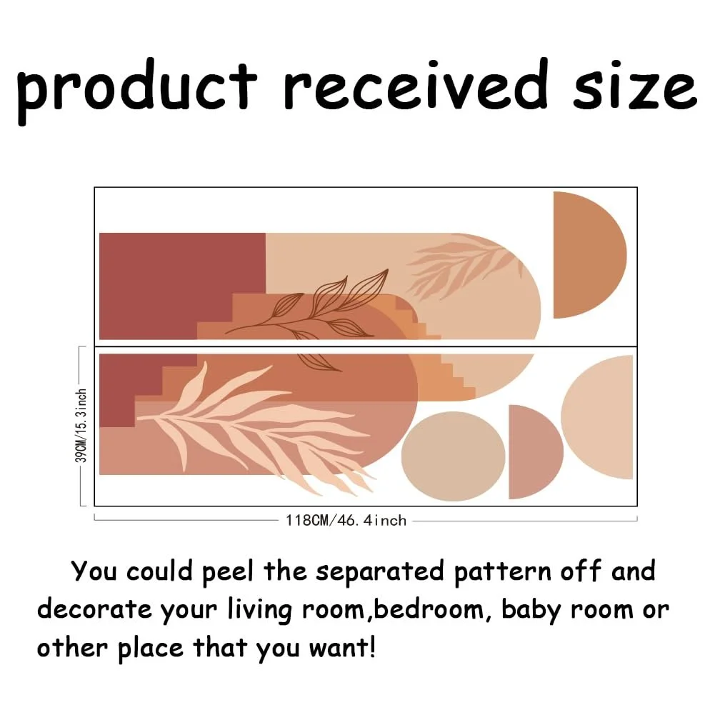 Настінна наклейка SUPERDANT Boho Bohemian Flower Arch Plants Botanical Colour Block Geometric Vinyl Знімна, фото №2