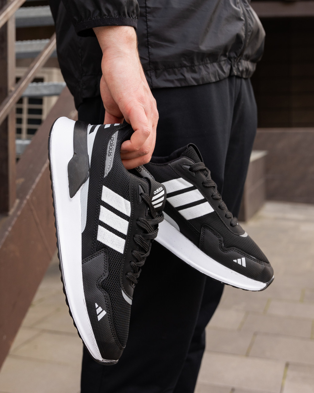Мужские кроссовки Adidas Running черные повседневные на лето спортивные кроссы для бега адидас, фото №8