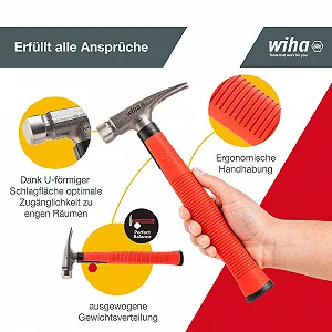 Молоток электрика Wiha 42071 с плоскими лапами и плоским основанием рукоятки цена на synthetic.ua - Фото 1 Молоток электрика Wiha 42071 с плоскими лапами и плоским основанием рукоятки synthetic.ua - Фото 1
