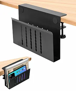 Держатель для ноутбука PC Holder для стола с боковым местом для хранения, однослойный, без держателя для ручек, черный - Фото 1