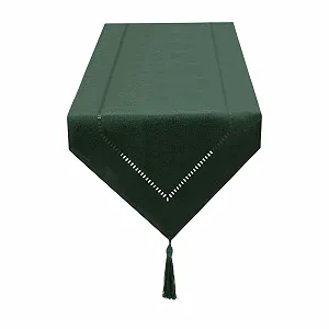 Ранер для столу Linen однотонний сучасний 32 x 180 см Темно-зелений - Фото 1
