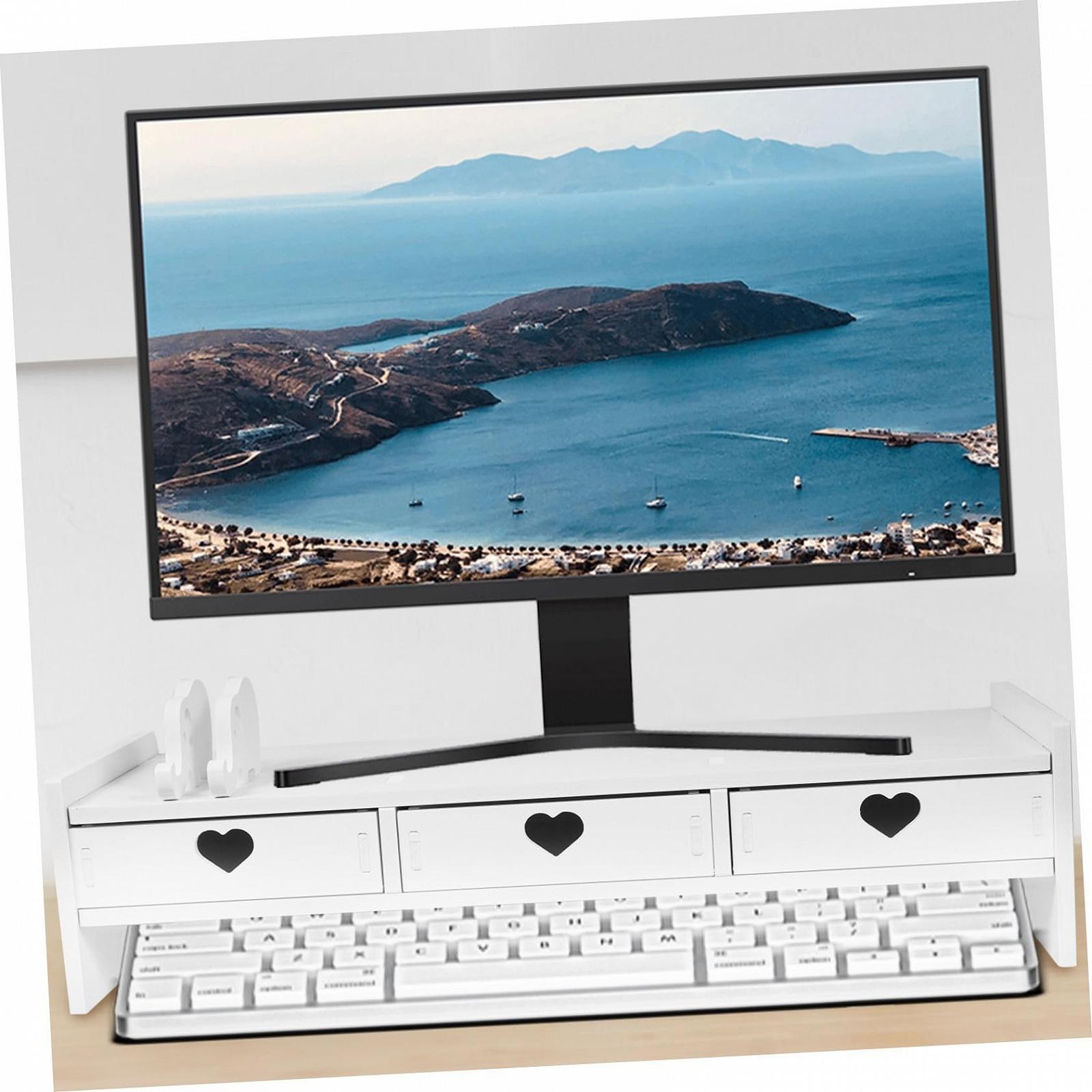 Подставка для клавиатуры Простой органайзер для офисного стола Подставка-подъемник для ноутбука Полка для компьютера с ящиками Органайзер для компьютерного стола ПВХ Белый, фото №8