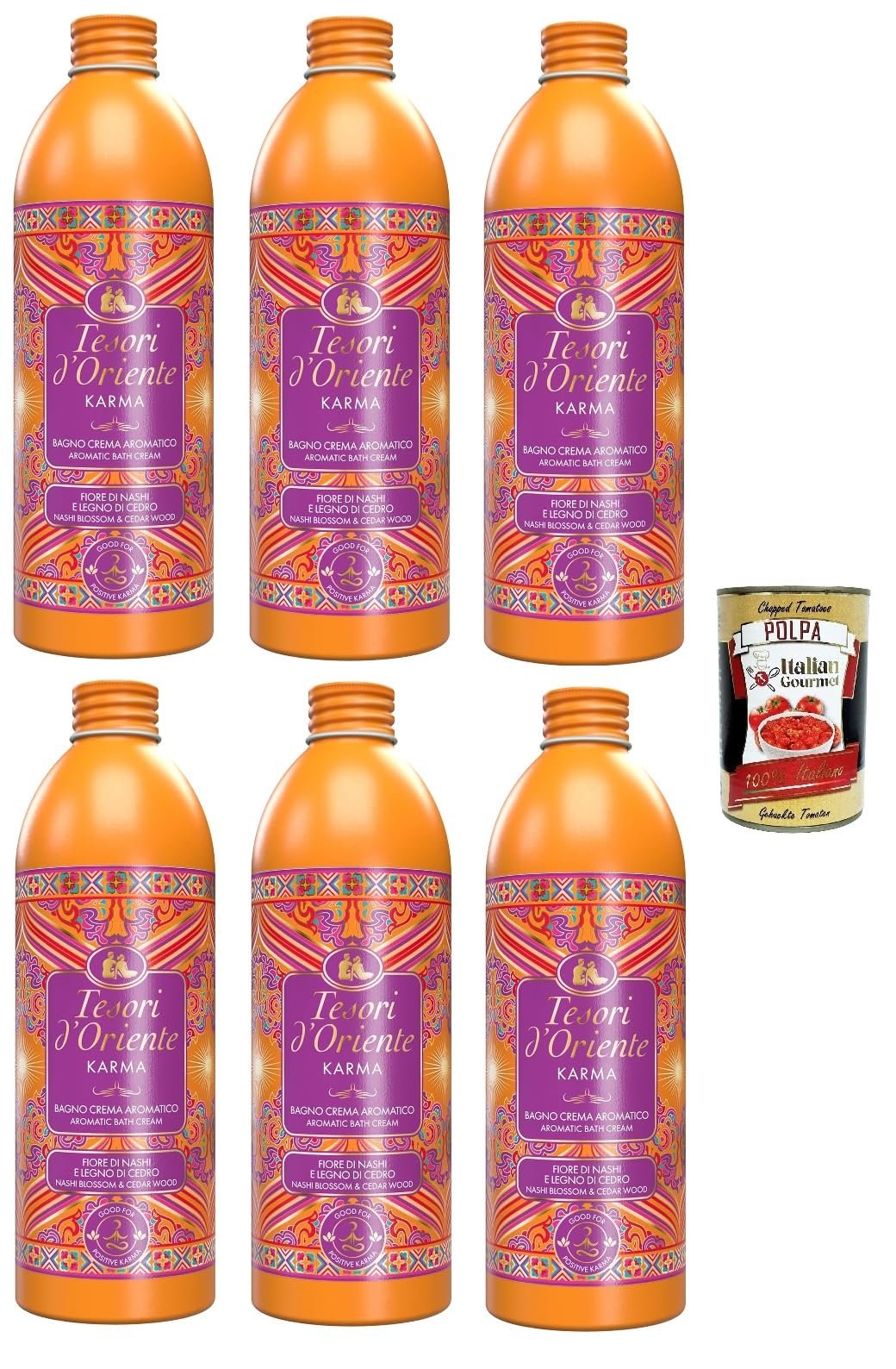 Крем-гель для душу Tesori d'Oriente Karma 6 x 500 мл + томатна пульпа 400 г, фото №1