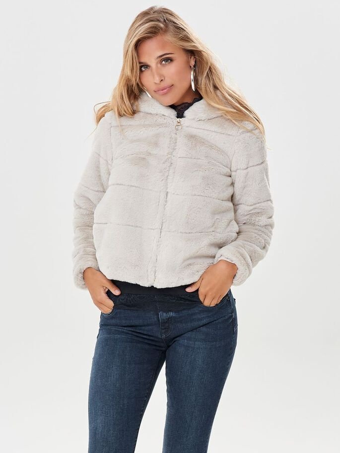 Куртка ONLY ONLCHRIS FUR HOODED JACKET CC OTW 15156560 Серый XS, фото №1