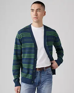 Чоловічий кардіган LEVIS DUNE CARDIGAN Palmer Stripe Dress Blues - L - Фото 1