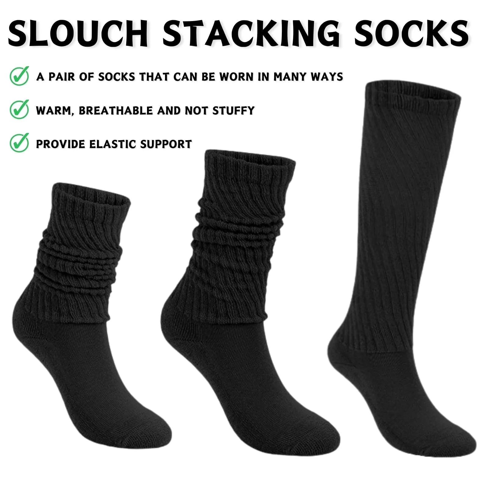 Комплект з 3 жіночих гольфів, One Size, фото №3