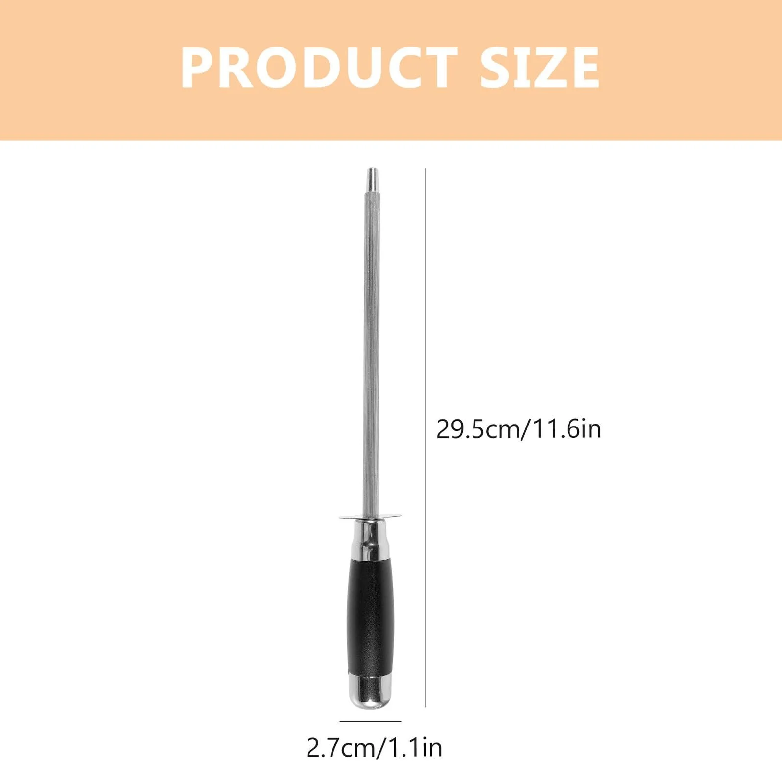 Мусат із нержавіючої сталі з ергономічною ручкою та дрібнозернистою поверхнею для кухонних ножів, фото №5