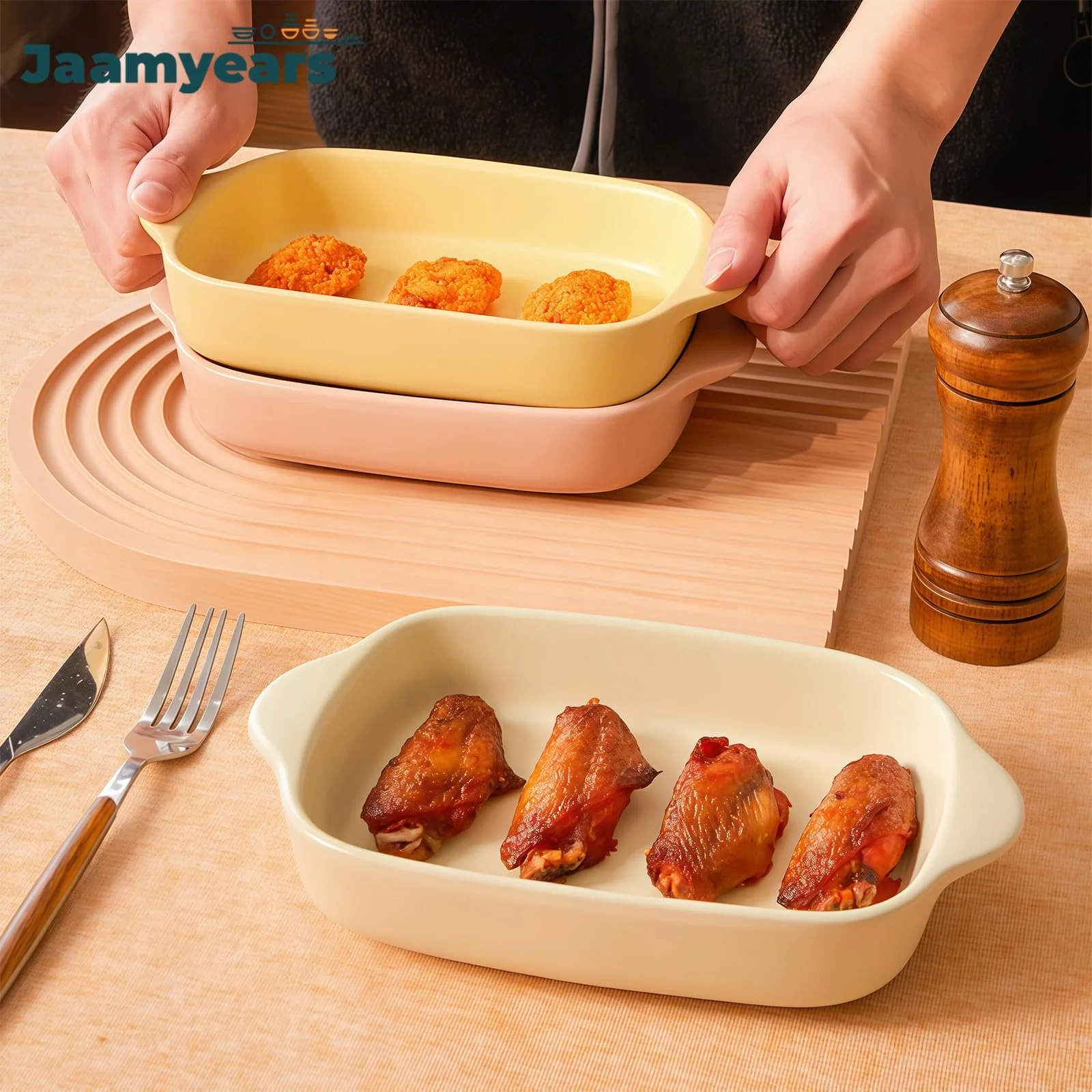 Форма для запікання прямокутна керамічна для лазаньї 500 мл з ручками, фото №5