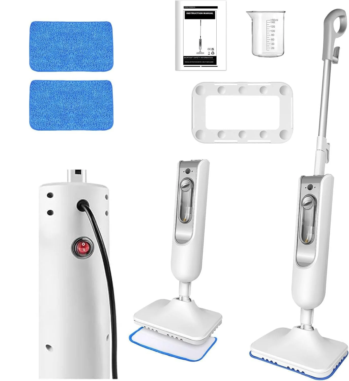 Паровая швабра со съемным ручным пароочистителем 1500 W 400 ml 2 насадки шнур 4.8 m, фото №1 Паровая швабра со съемным ручным пароочистителем 1500 W 400 ml 2 насадки шнур 4.8 m, фото №1