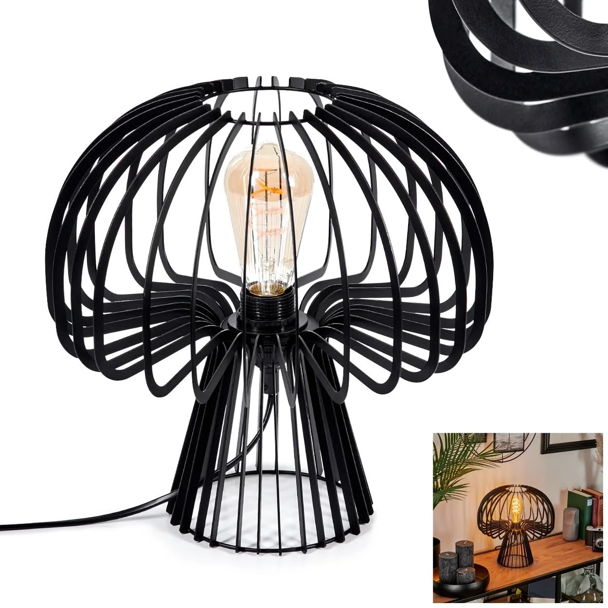 Настільна лампа HOFSTEIN Berne E27 32 см Black, фото №1