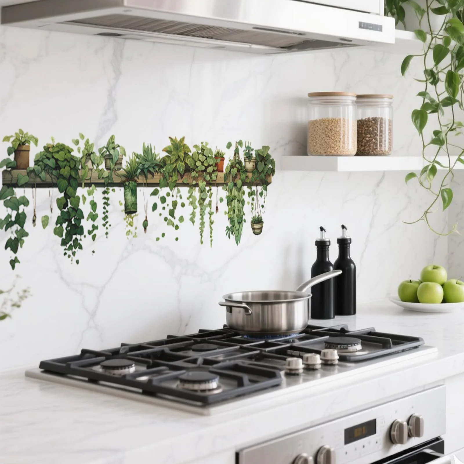 Настінна наклейка Green Leaves Plants Flower Vine Ivy Vine Flower Pot ПВХ Зелена, фото №3 Настінна наклейка Green Leaves Plants Flower Vine Ivy Vine Flower Pot ПВХ Зелена, фото №3